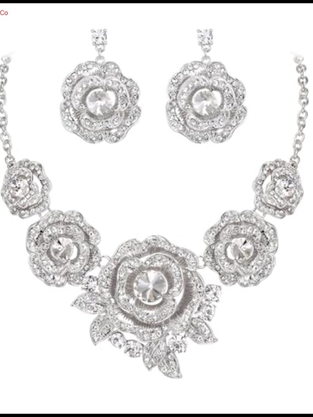 Austrian Crystal Statement Necklace Dangle Earrings Set for Women